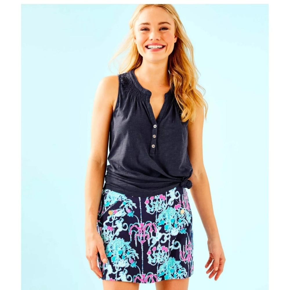 Lilly Pulitzer Navy and Aqua Monkey Skort